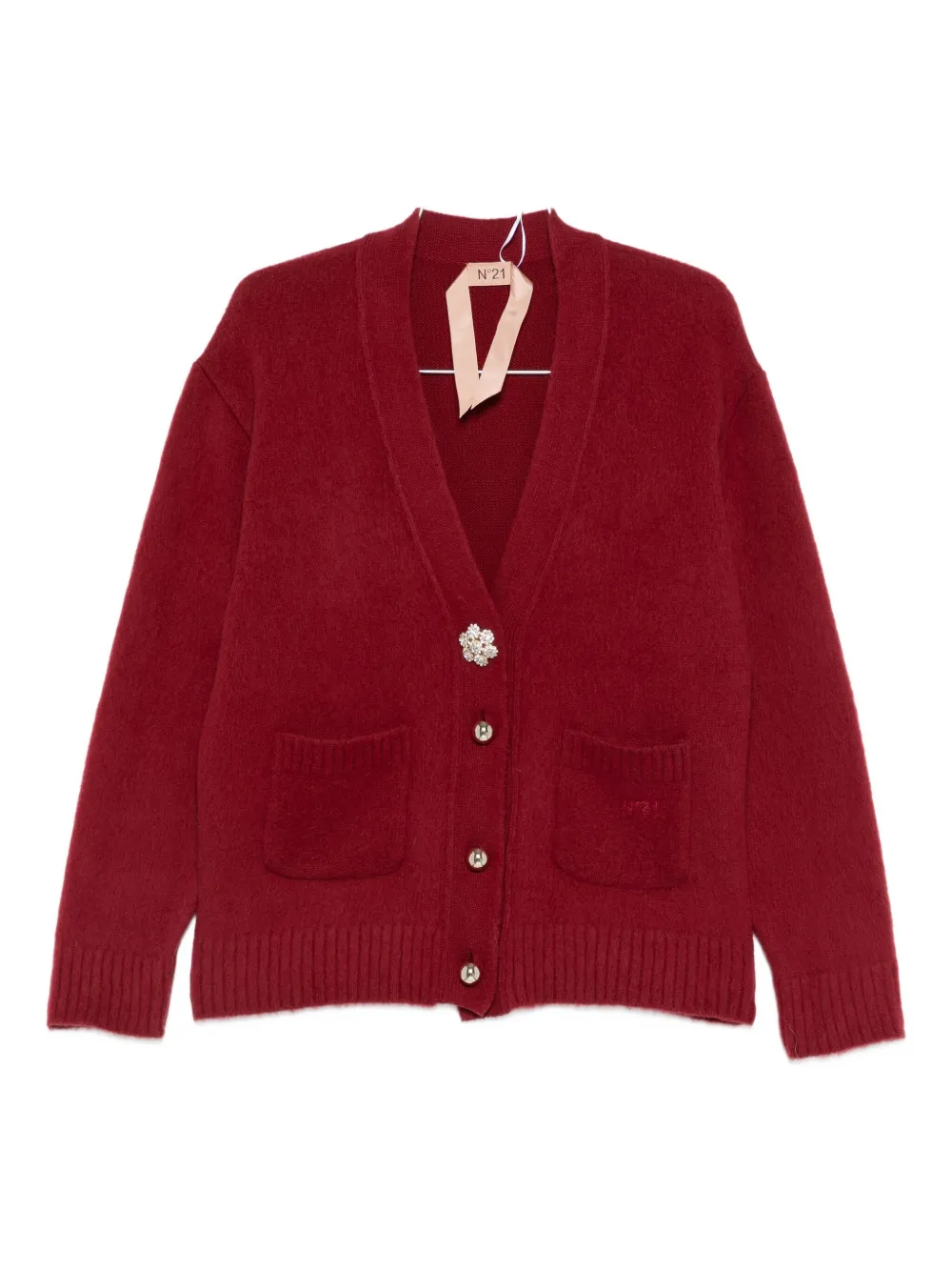 N°21 Brushed-effect Cardigan In Red