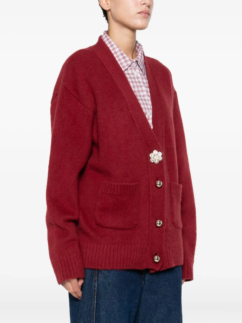 N°21 Brushed-effect Cardigan In Red