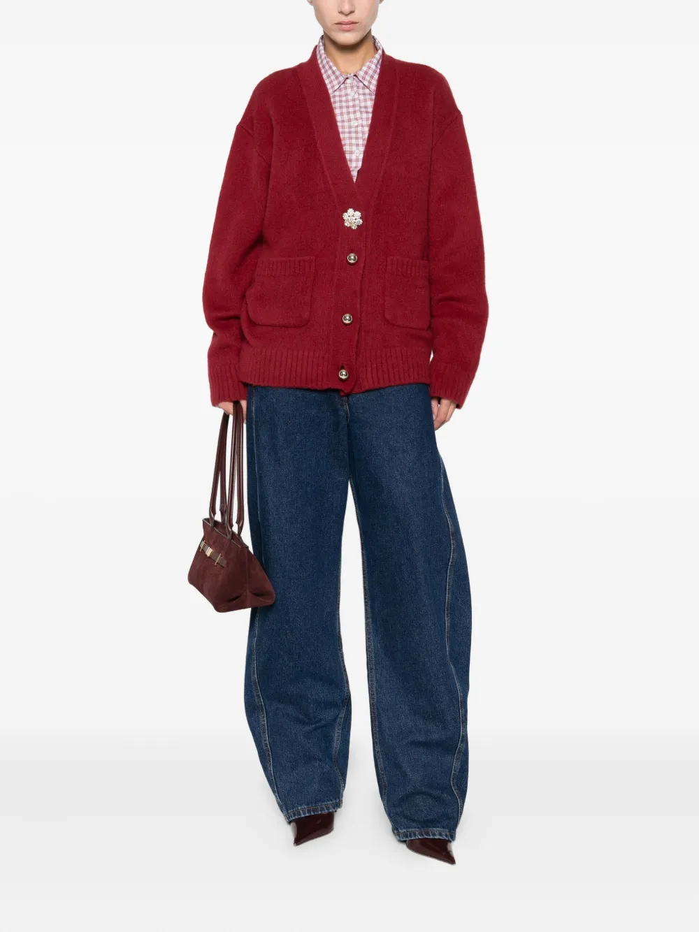 N°21 Brushed-effect Cardigan In Red