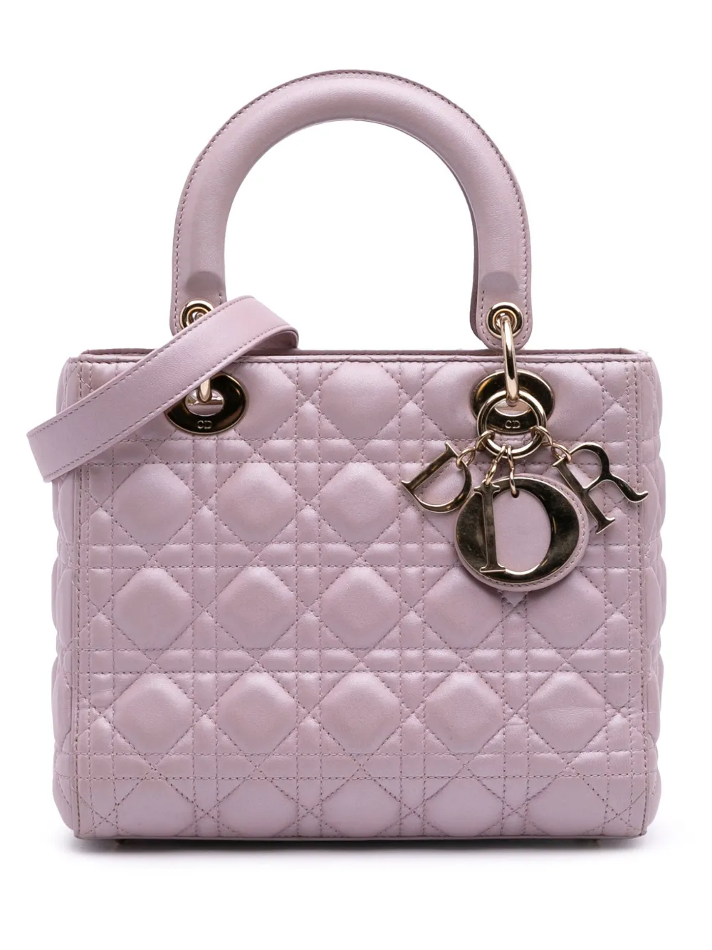 Christian Dior Pre-Owned 2018 ミディアム パールセントラムスキン カナージュ レディ ディオール Christian Dior Pre-Owned 2018 ミディアム パールセントラムスキン カナージュ レディ ディオール