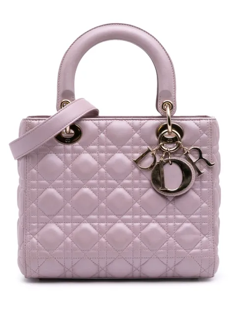Christian Dior Pre-Owned شنطة 'كاناج ليدي ديور' متوسطة جلد الحمل بلمعان لؤلؤ بحمالة كتف 2018