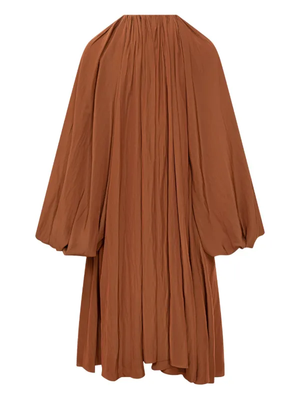 Lanvin Cotton Pleated Dress - Brown