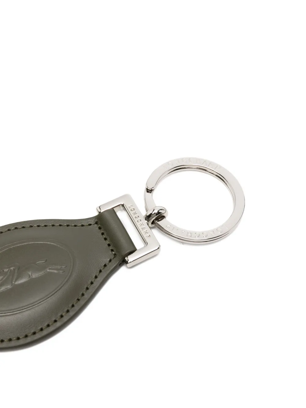 Longchamp Le Foulonné Leather Keyring In Green