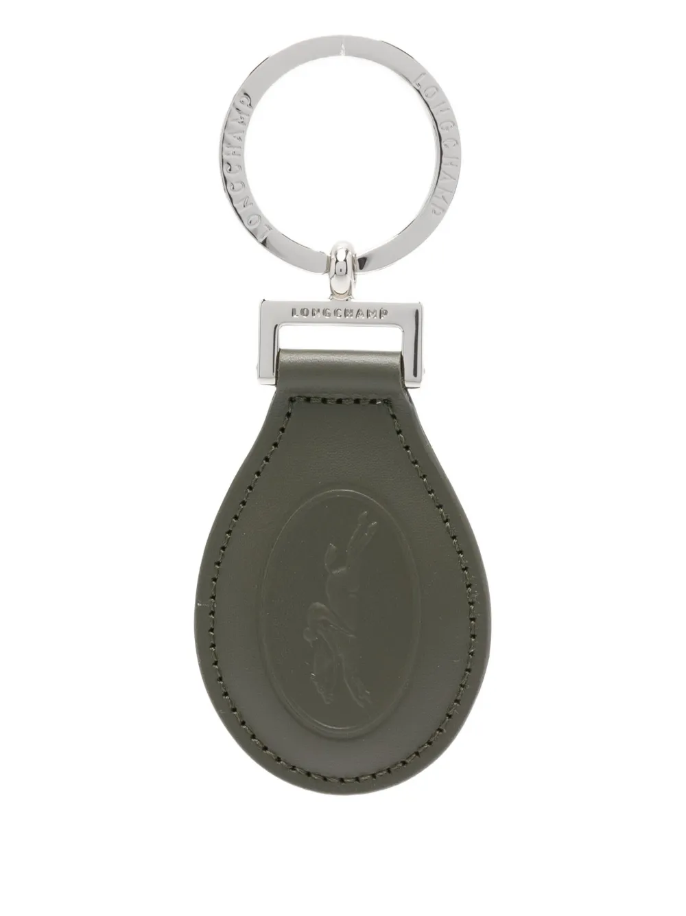 Longchamp Le Foulonné Leather Keyring In Green