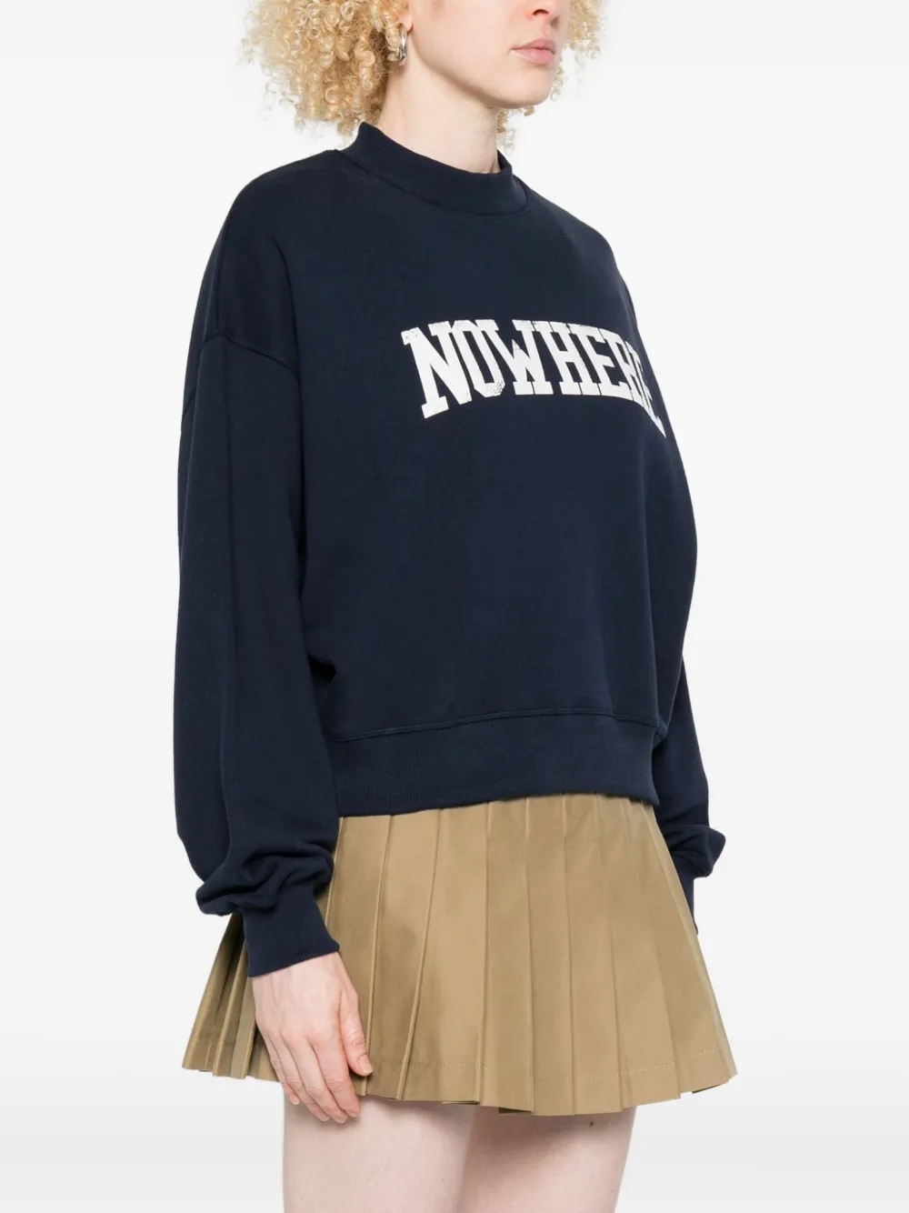 THE NEW SOCIETY Sweater met tekst Blauw