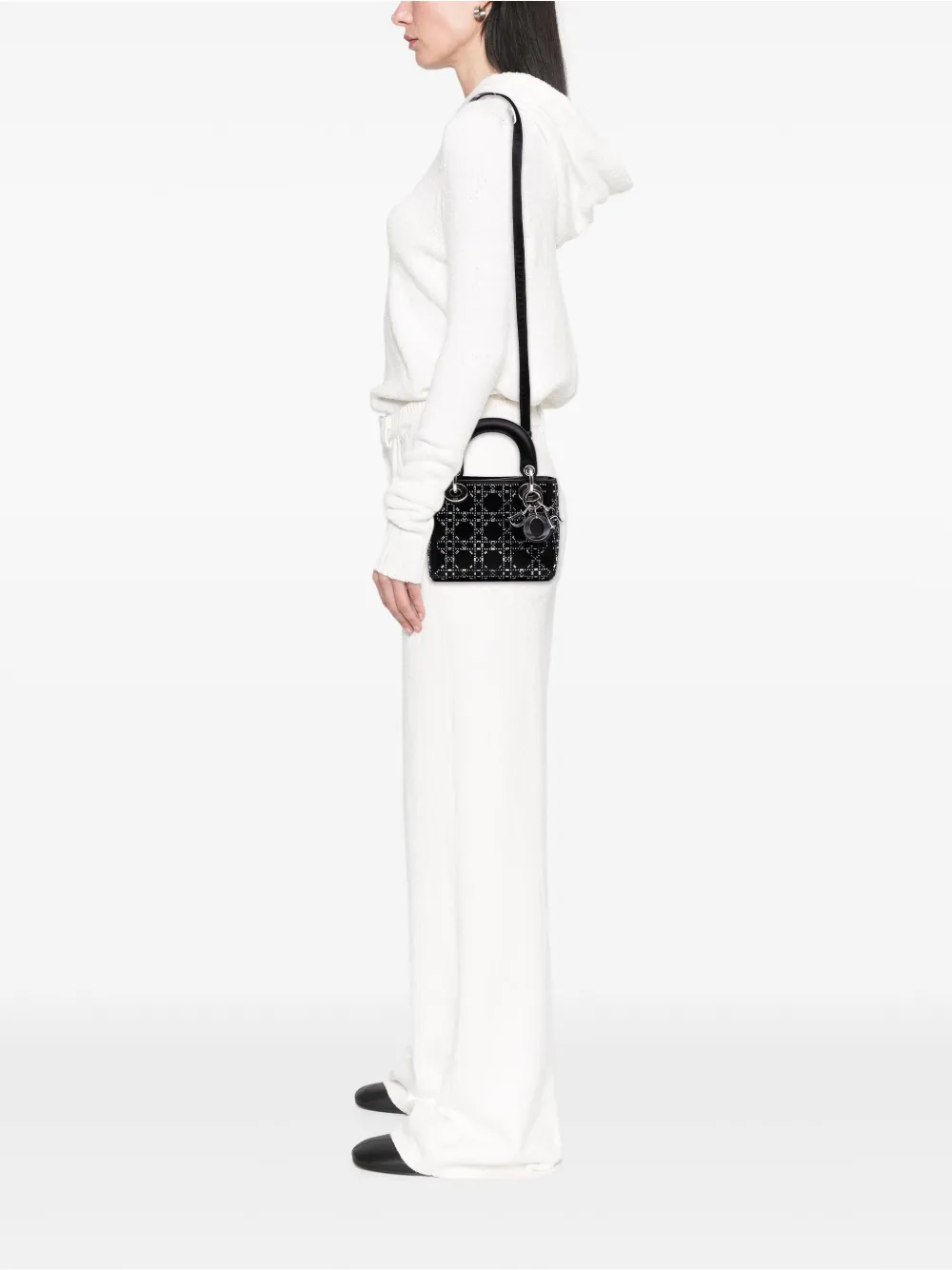 Christian Dior Pre-Owned 2018 Mini Satin Cannage Strass Crystal Embellished Lady Dior satchel | Pre-Owned | Image 2