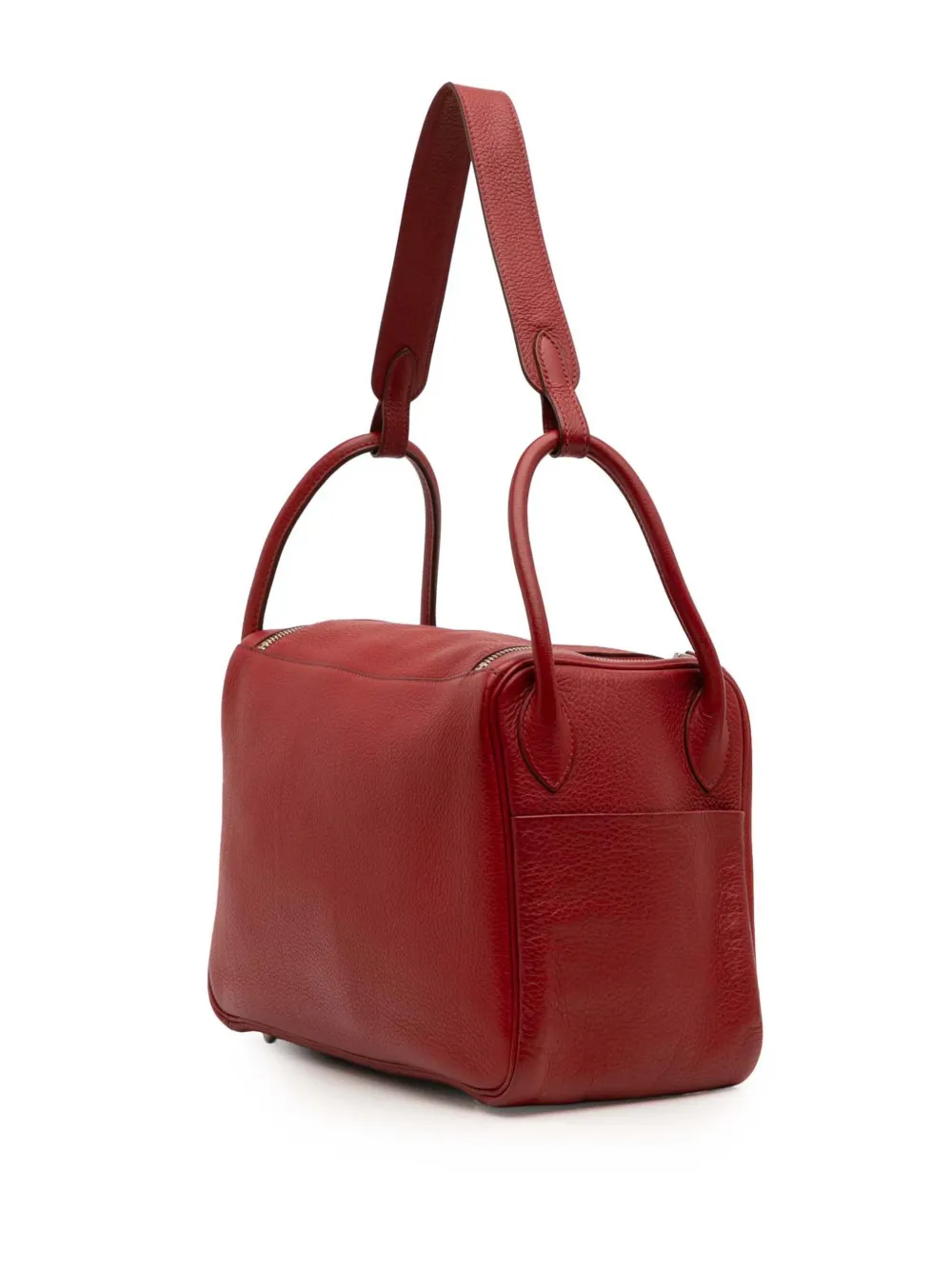 Pre-owned Hermes 2008 Clemence Lindy 30 Shoulder Bag In Red