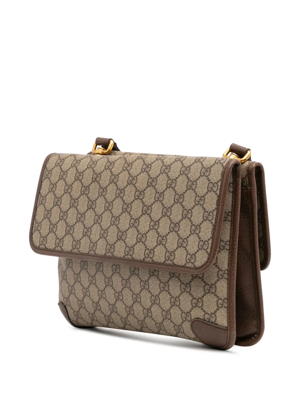 Pre-owned Gucci 2016-2025 Medium Gg Supreme Web Neo Vintage Double Flap Messenger Bag Crossbody Bag In Brown