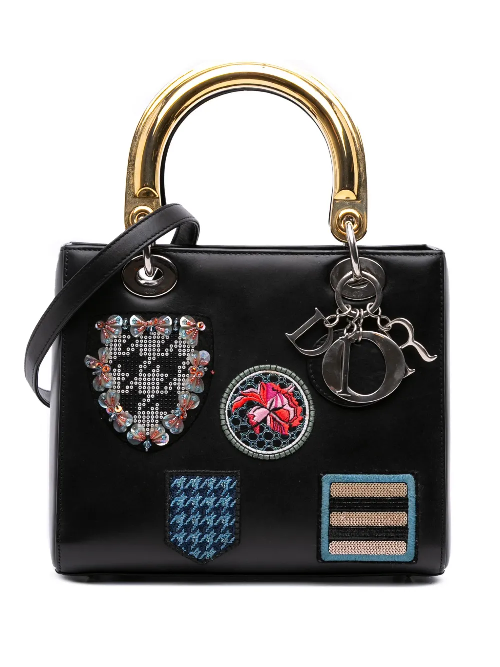 Christian Dior Pre-Owned 2014 ミディアム カーフスキン パッチ レディ ディオールサッチェルバッグ - Christian Dior Pre-Owned 2014 ミディアム カーフスキン パッチ レディ ディオールサッチェルバッグ -