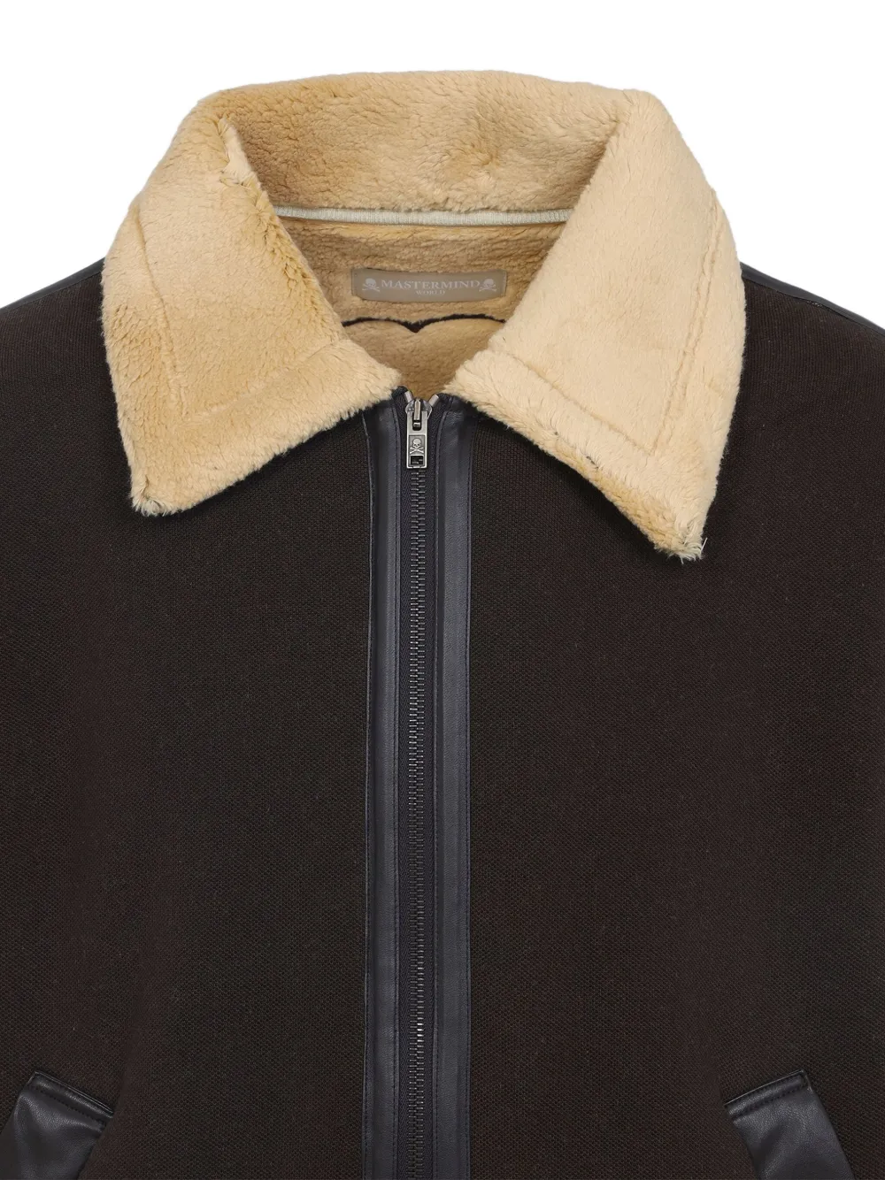 Mastermind Japan Brown Cotton Mutton Jacket With Embroidered Skull Detail In Brown