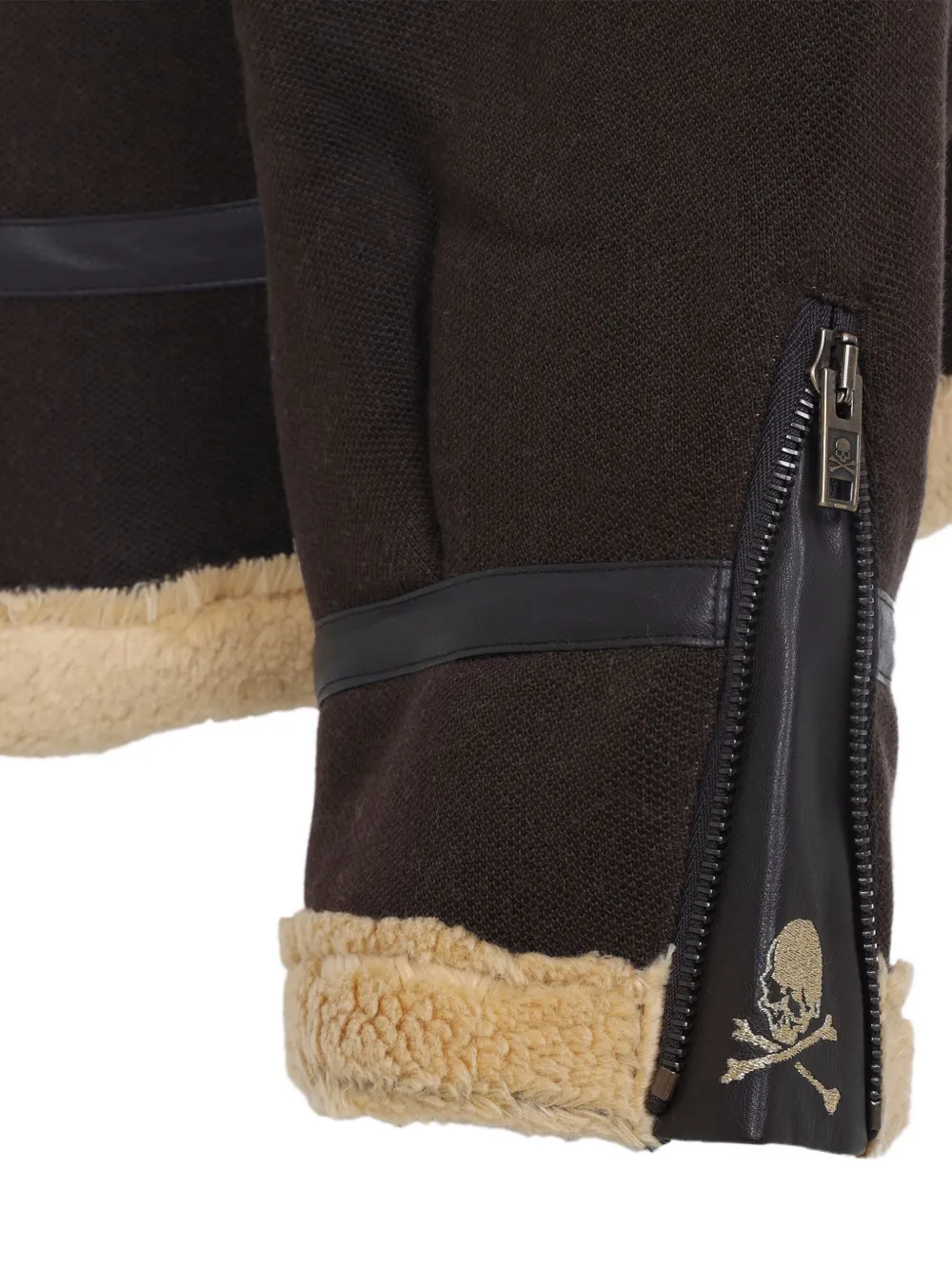 Mastermind Japan Brown Cotton Mutton Jacket With Embroidered Skull Detail In Brown