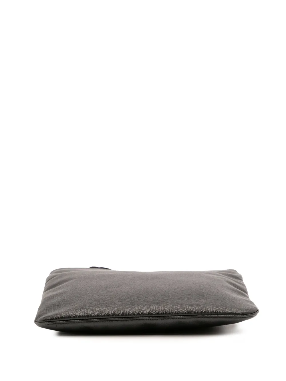 Pre-owned Saint Laurent 2013-2025 Grain De Poudre Flat Crossbody Bag In Black