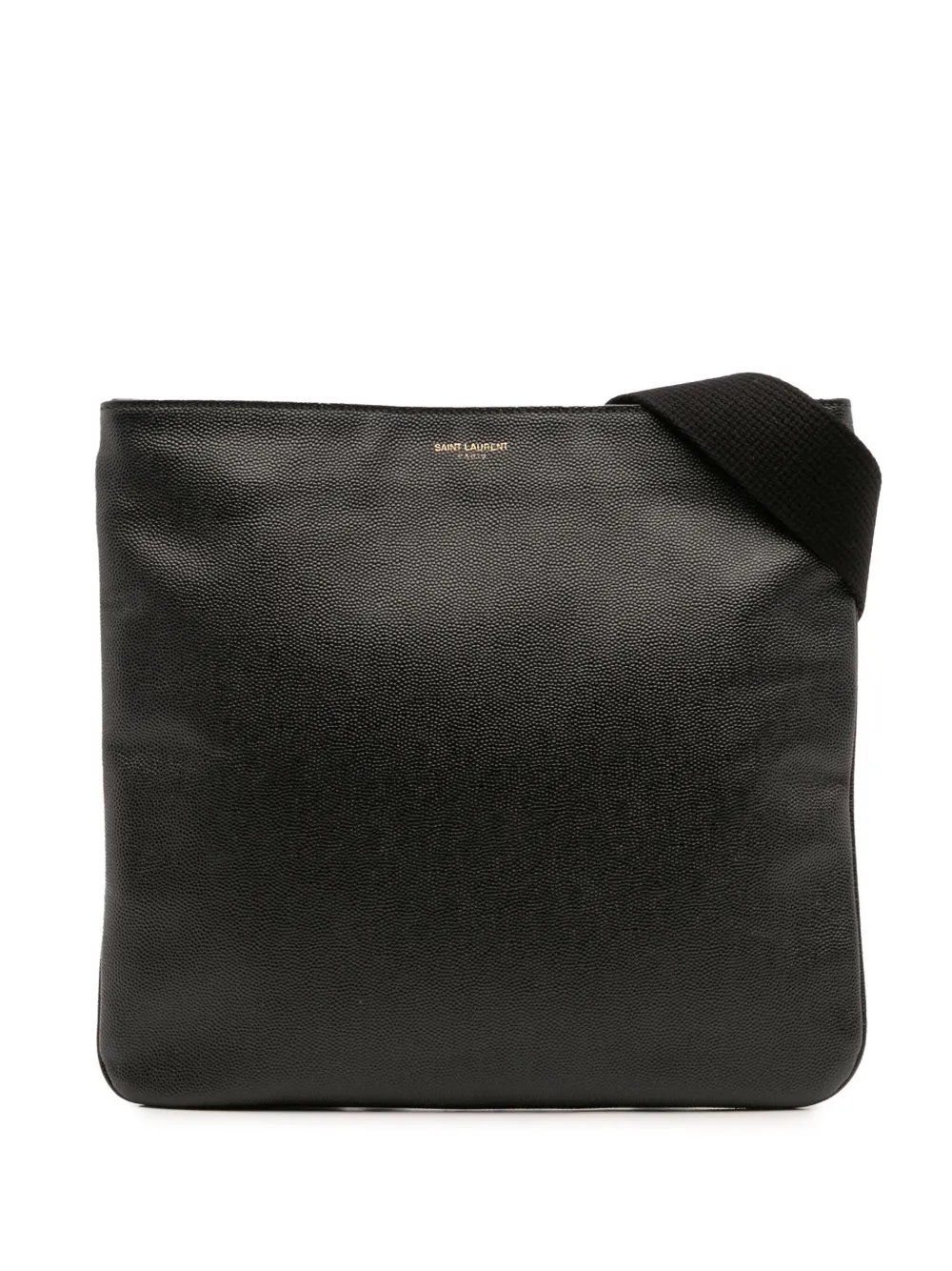 Saint Laurent Pre-Owned 2013-2025 グレインドプードル フラット ショルダーバッグ - ブラック Saint Laurent Pre-Owned 2013-2025 グレインドプードル フラット ショルダーバッグ - ブラック