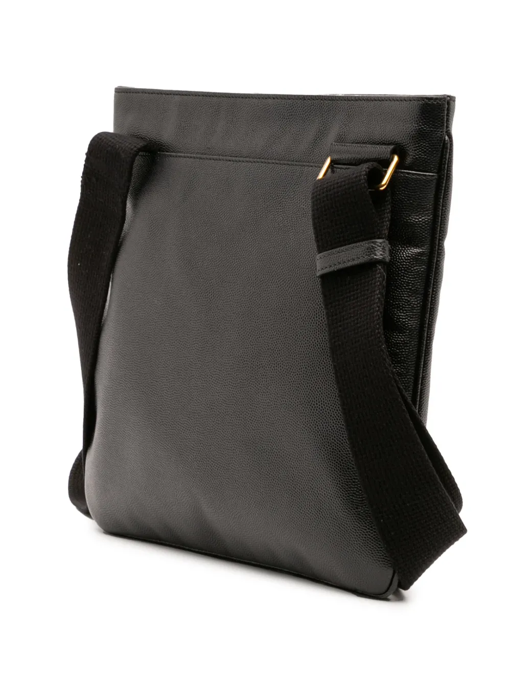 Pre-owned Saint Laurent 2013-2025 Grain De Poudre Flat Crossbody Bag In Black