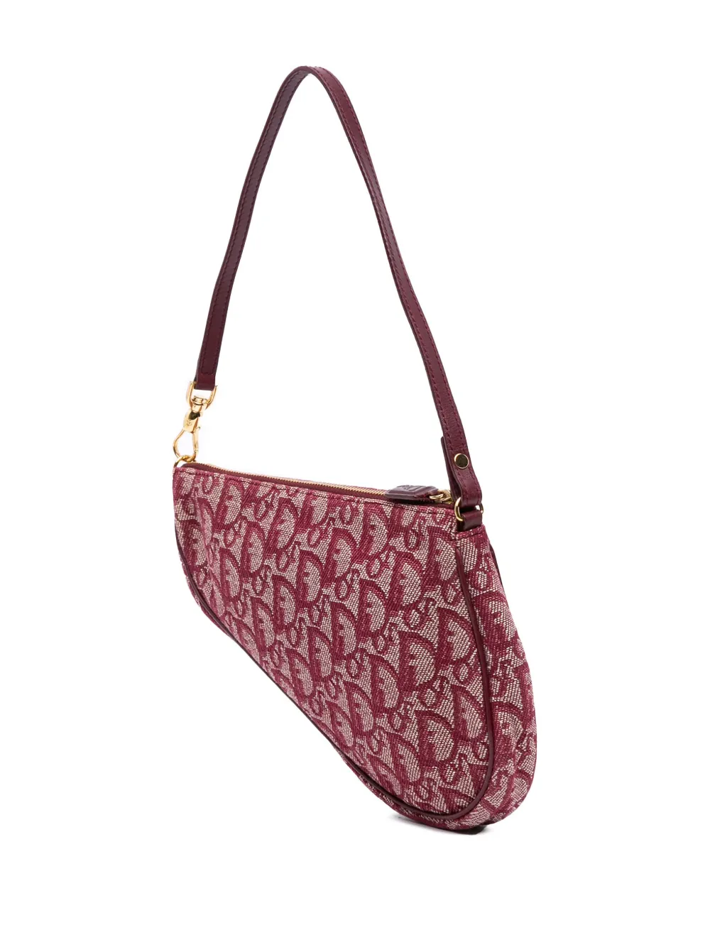 Pre-owned Dior 2002 Mini Issimo Canvas Saddle Pochette Shoulder Bag In Red