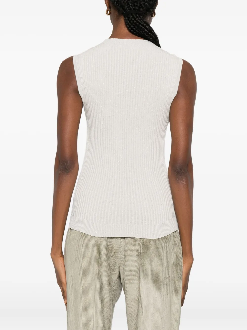 Peserico Ribgebreide top met ronde hals Beige