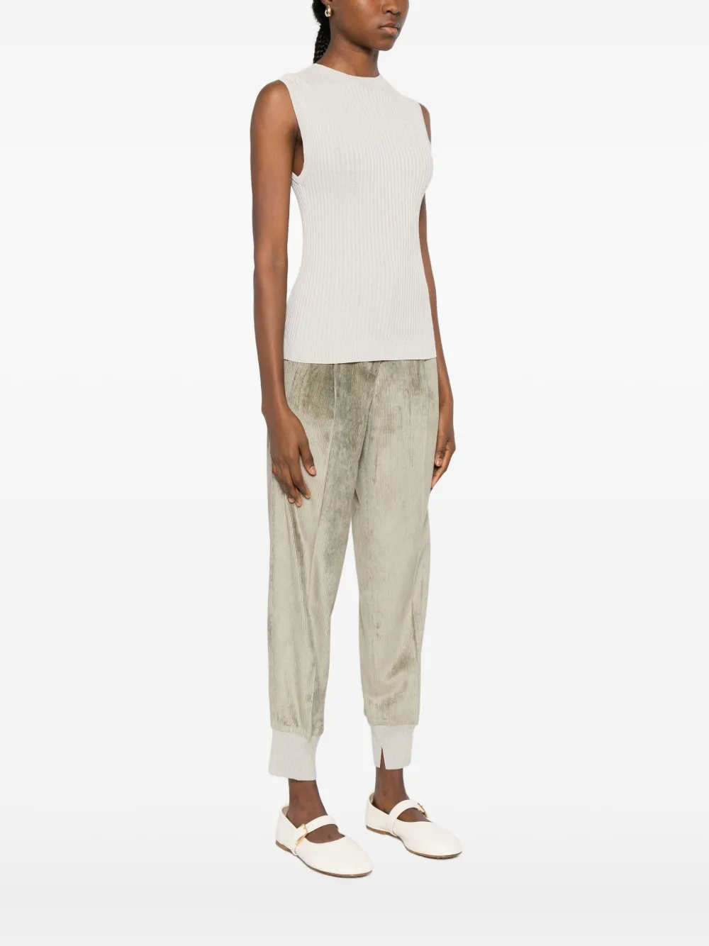 Peserico Ribgebreide top met ronde hals Beige