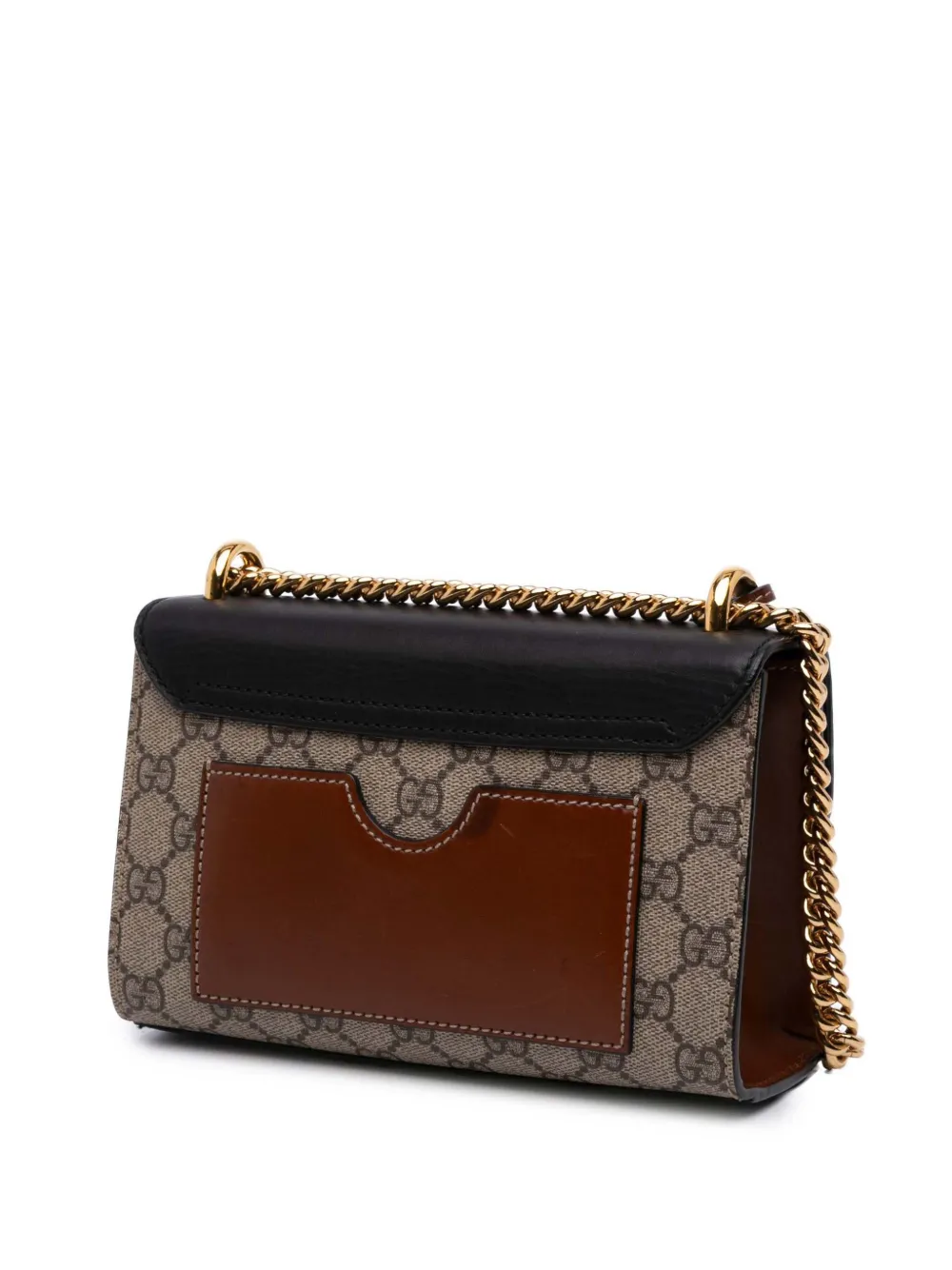 Pre-owned Gucci 2016-2025 Small Gg Supreme Padlock Crossbody Bag In Brown