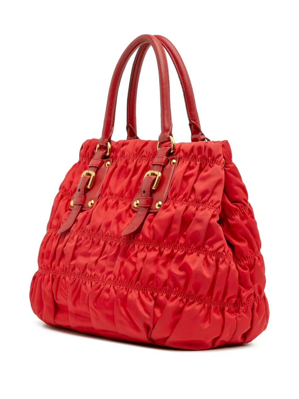 Pre-owned Prada 2000-2025 Tessuto Gaufre Satchel In Red