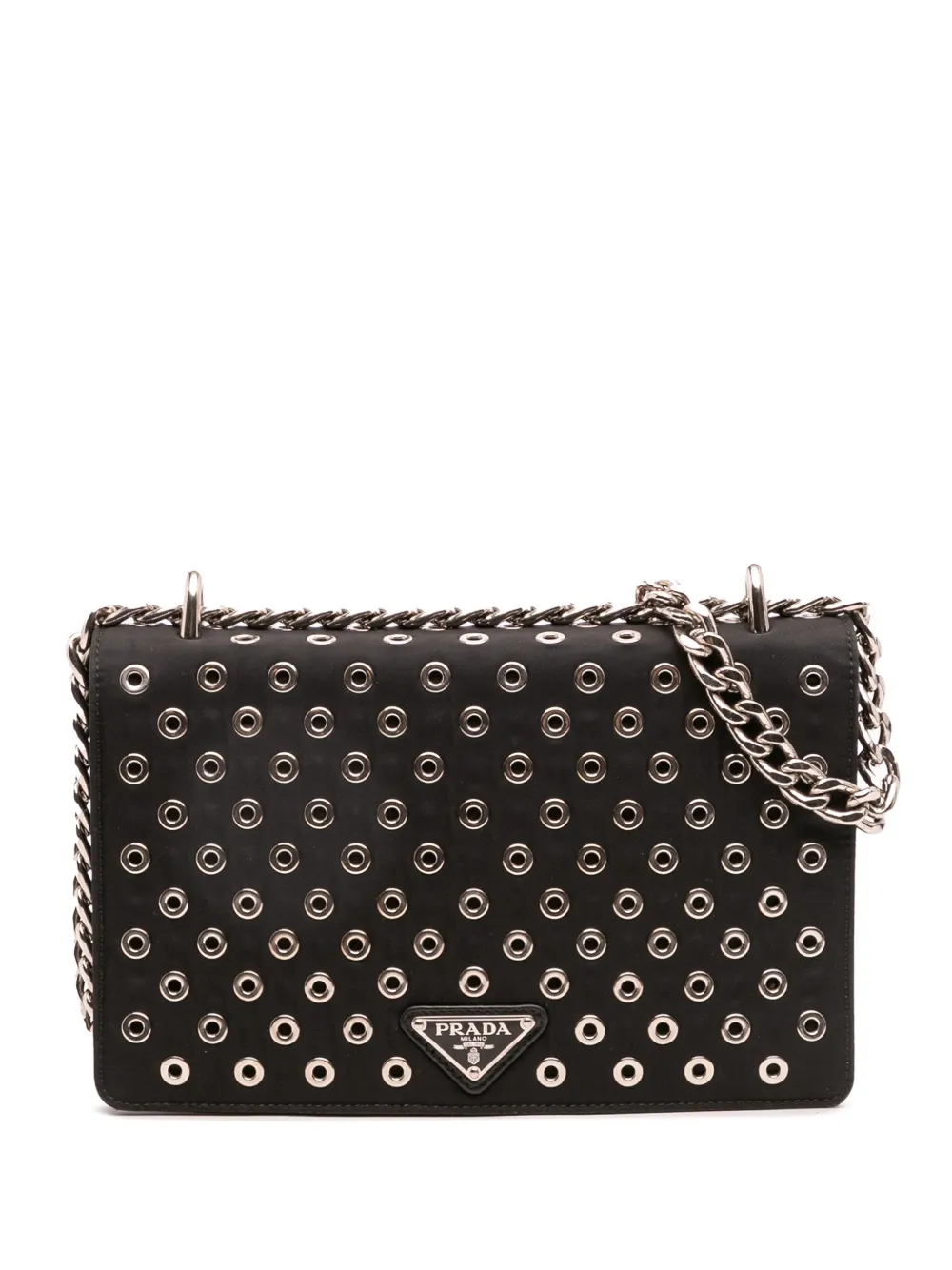 Prada Pre-Owned 2013-2025 Tessuto Grommet crossbody bag - ブラック Prada Pre-Owned 2013-2025 Tessuto Grommet crossbody bag - ブラック