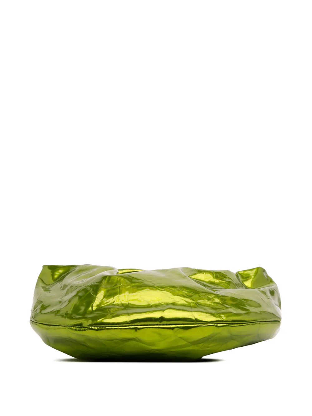 Pre-owned Bottega Veneta 2012-2025 Mini Metallic Crushed Calfskin Jodie Hobo Bag In Green