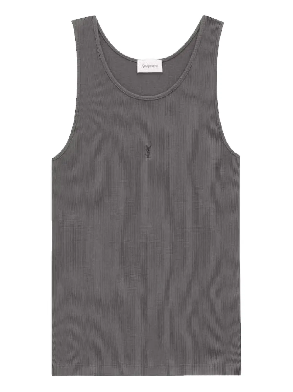 Saint Laurent Cassandre Fine-ribbed Tank Top In Gray
