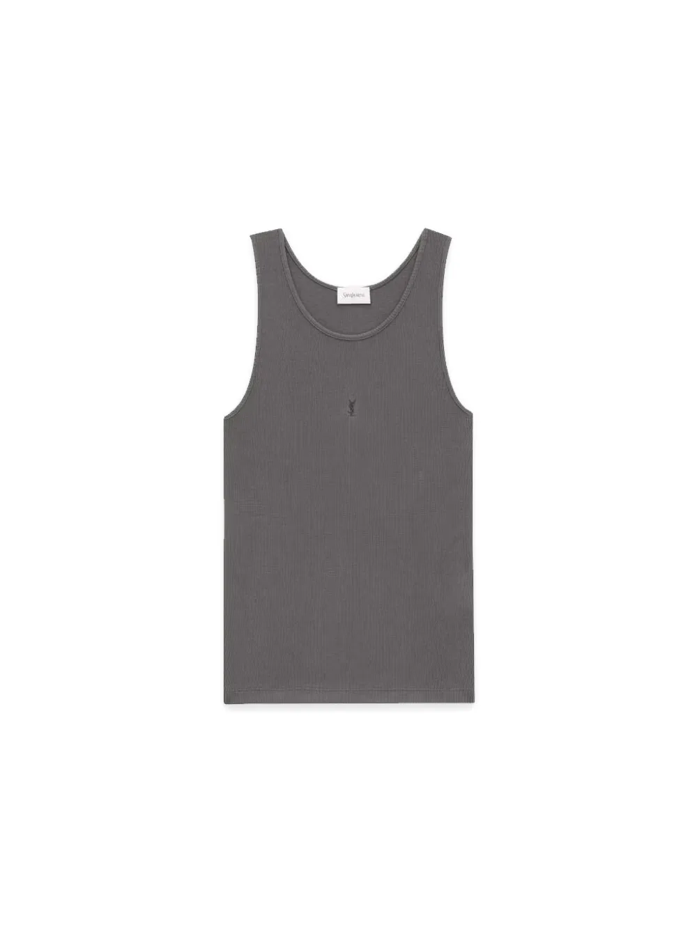 Saint Laurent Cassandre Fine-ribbed Tank Top In Gray