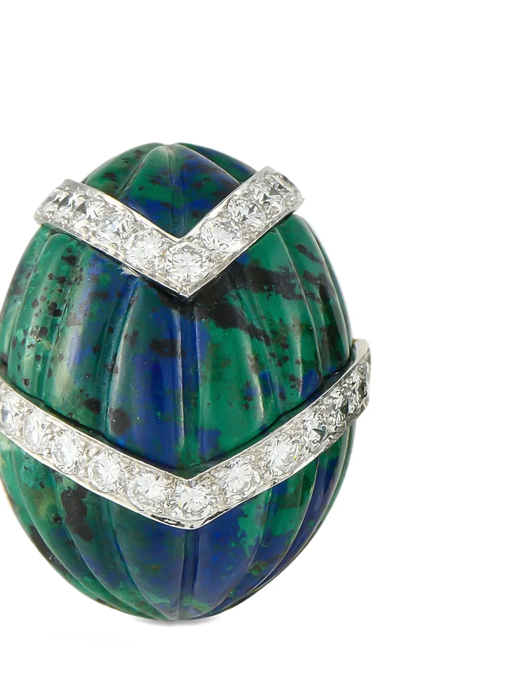 Pre-owned David Webb 18k Yellow Gold Diamond And Azurmalachite Earrings