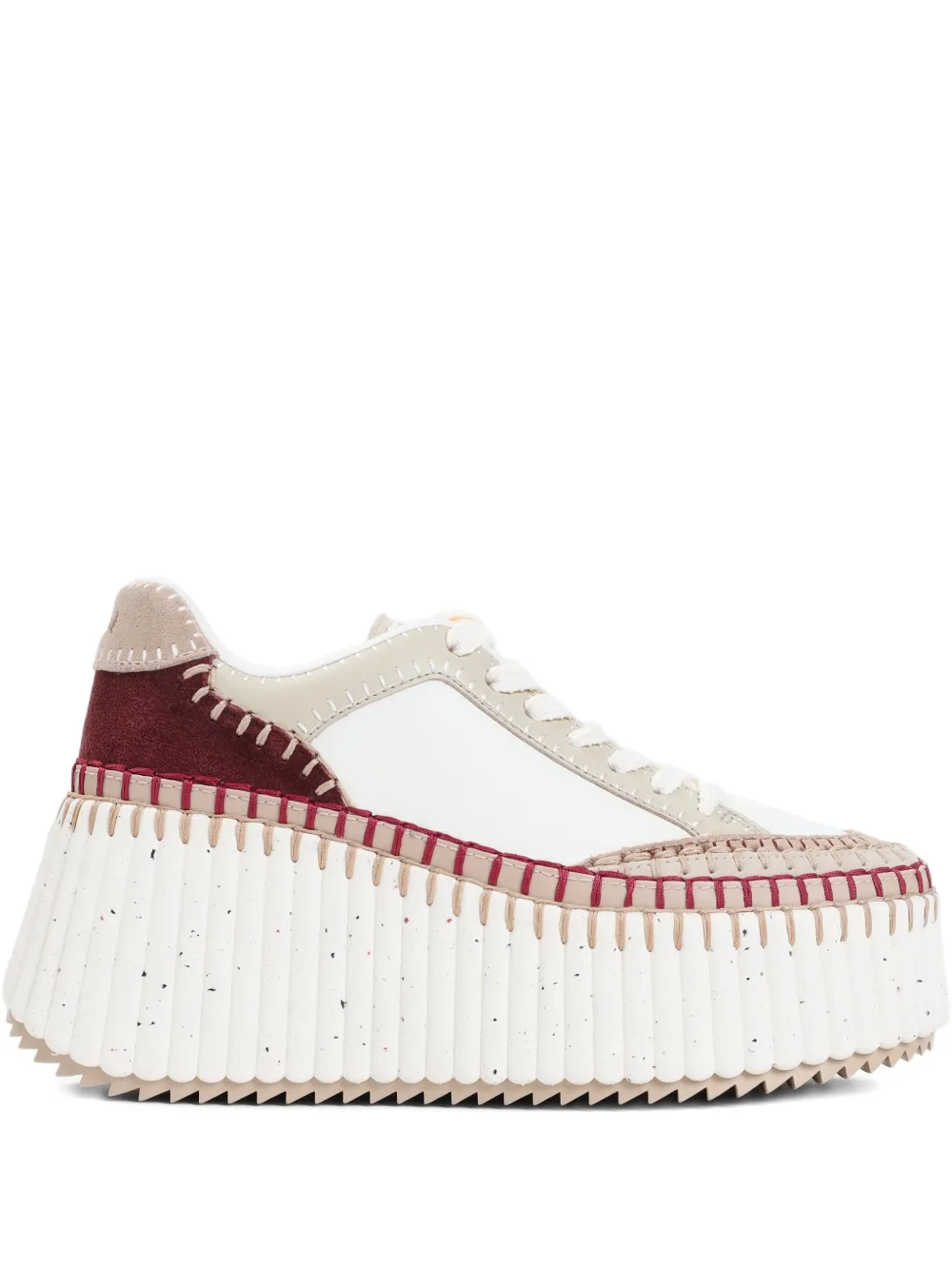 Chloé Nama platform-sole contrast-stitch sneakers White