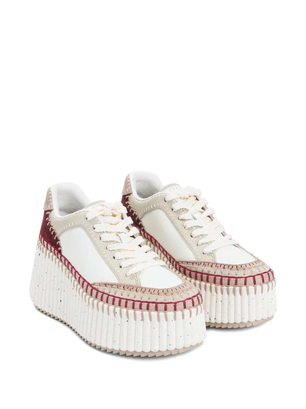 Chloé Nama platform-sole contrast-stitch sneakers White
