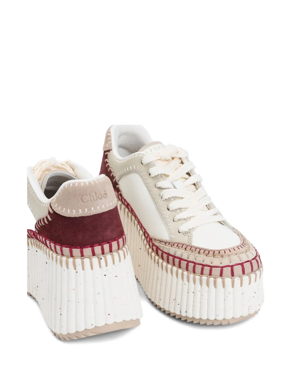 Chloé Nama platform-sole contrast-stitch sneakers White