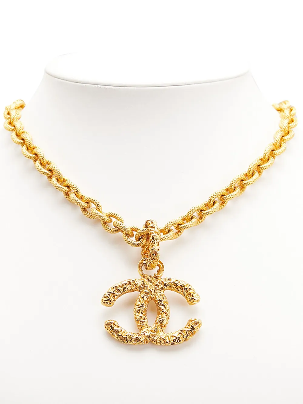 Pre-owned Chanel 1993 Lava Collection Cc 24k Yellow Gold Pendant Necklace