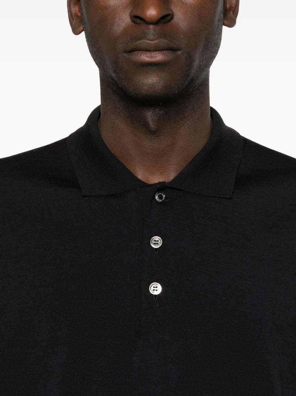 Comme Des Garçons Long-sleeved Polo Shirt In Black