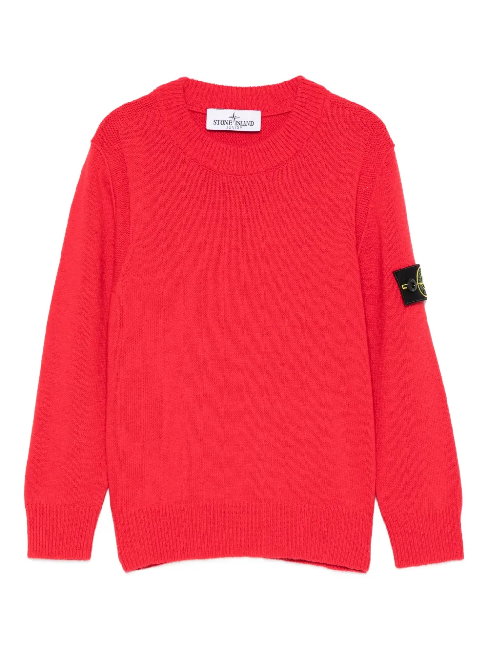 Stone Island Junior logo-patch crew-neck sweater | Red | Image 1