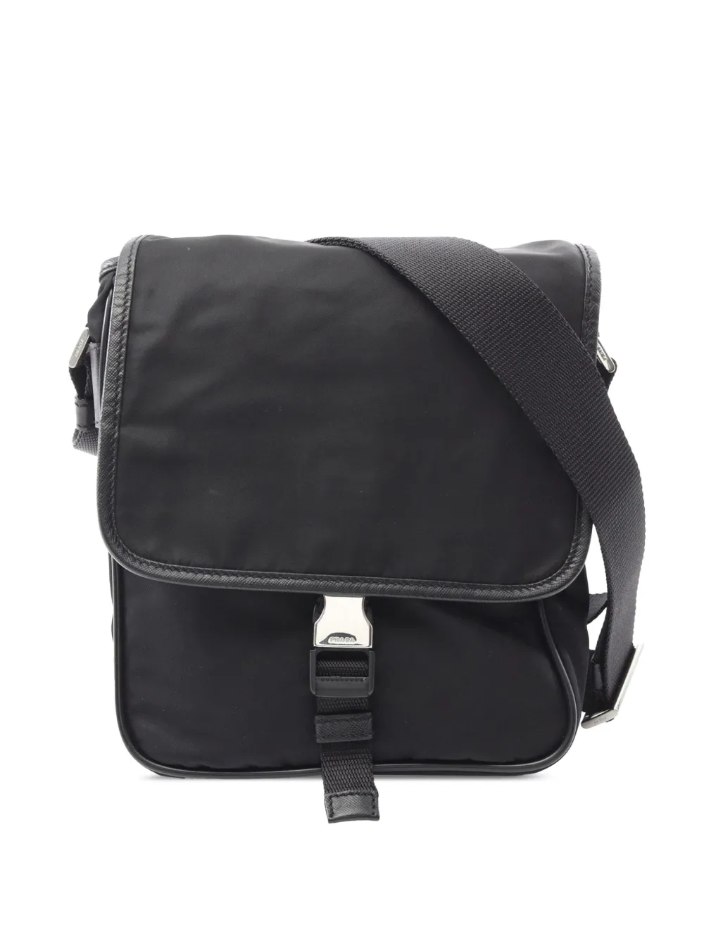 Prada Pre-Owned 2010-2025 Saffiano Trimmed Tessuto Buckle Messenger Bag crossbody bag | Black | Image 1
