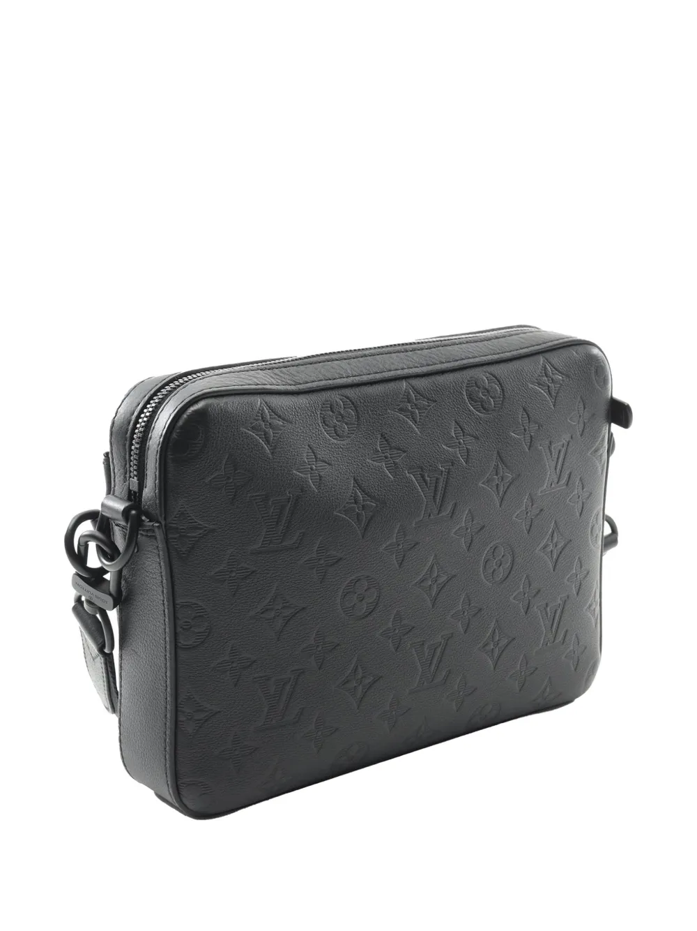 Pre-owned Louis Vuitton 2021-2025 Monogram Shadow Trio Messenger Crossbody Bag In Black
