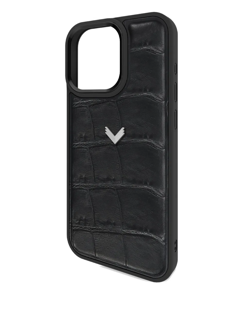 Velante Crocodile-texture Leather Iphone 16 Pro Max Phone Case - Black 
