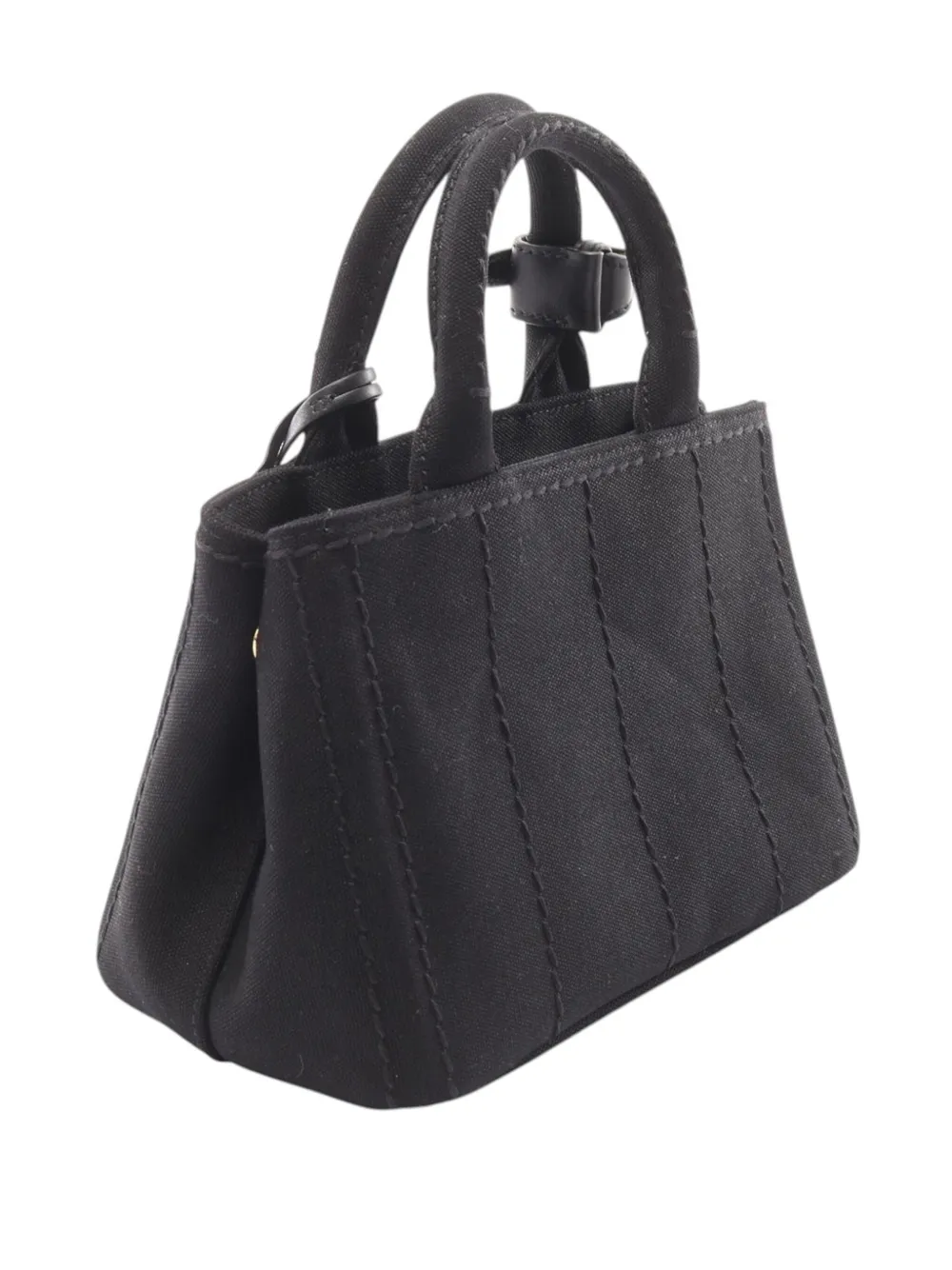 Pre-owned Prada 2013-2025 Mini Canvas Jardiniere Satchel In Black