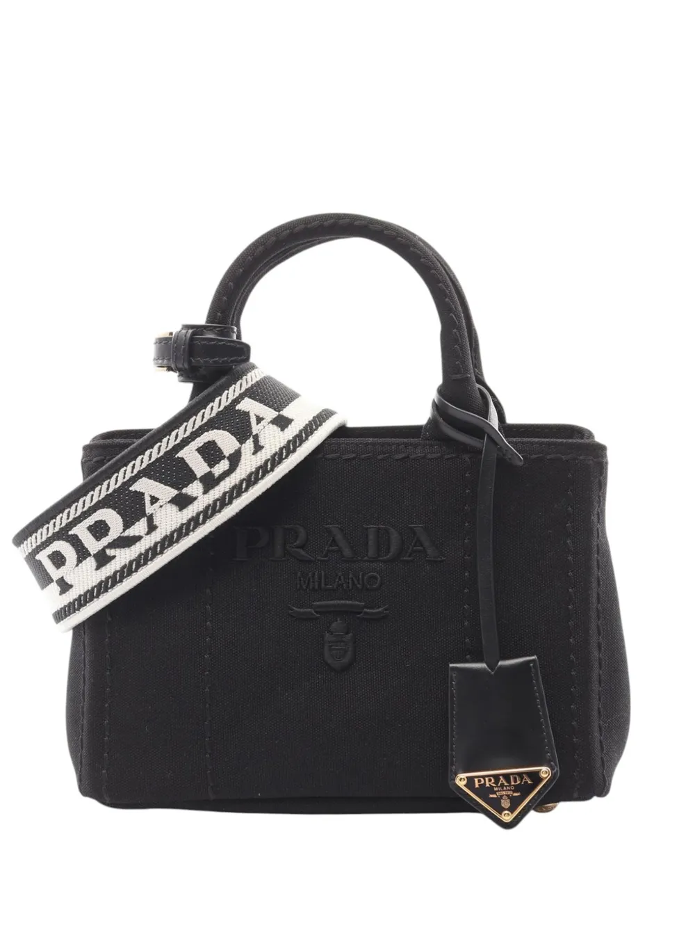 Prada Pre-Owned 2013-2025 Mini Canvas Jardiniere satchel | Black | Image 1