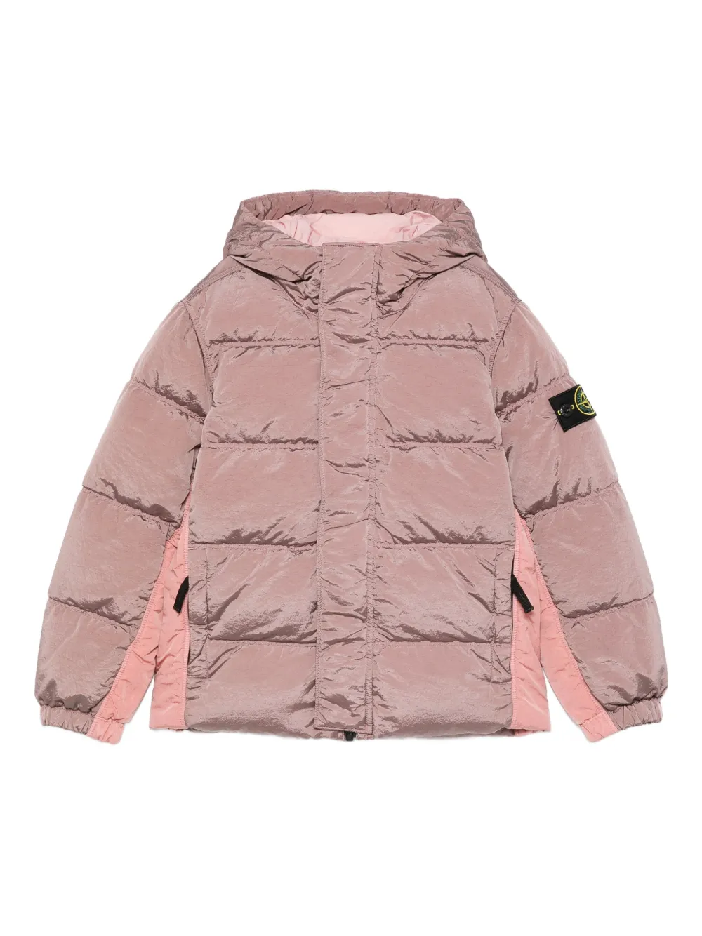 Stone Island Junior コンパスパッチ フーデッドジャケット - ピンク Stone Island Junior コンパスパッチ フーデッドジャケット - ピンク
