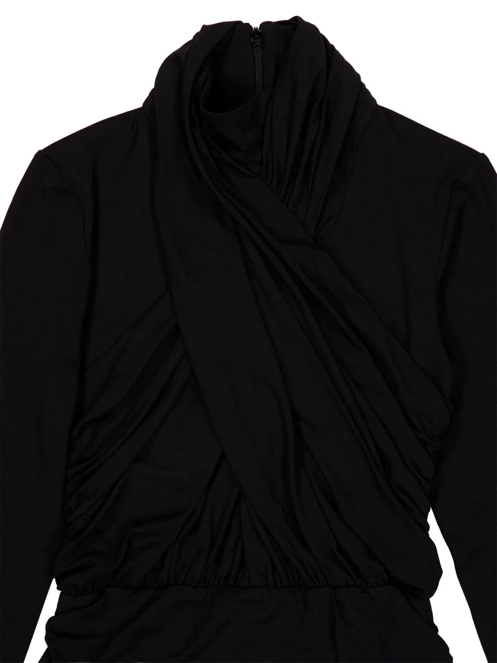 Balmain Ruched Midi Dress In Black