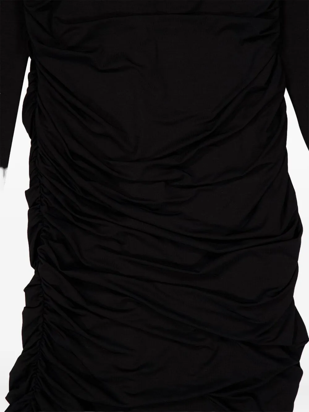 Balmain Ruched Midi Dress In Black