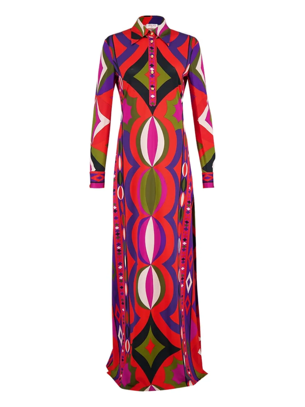 Pucci Collane Print Buttoned Maxi Dress In Multi