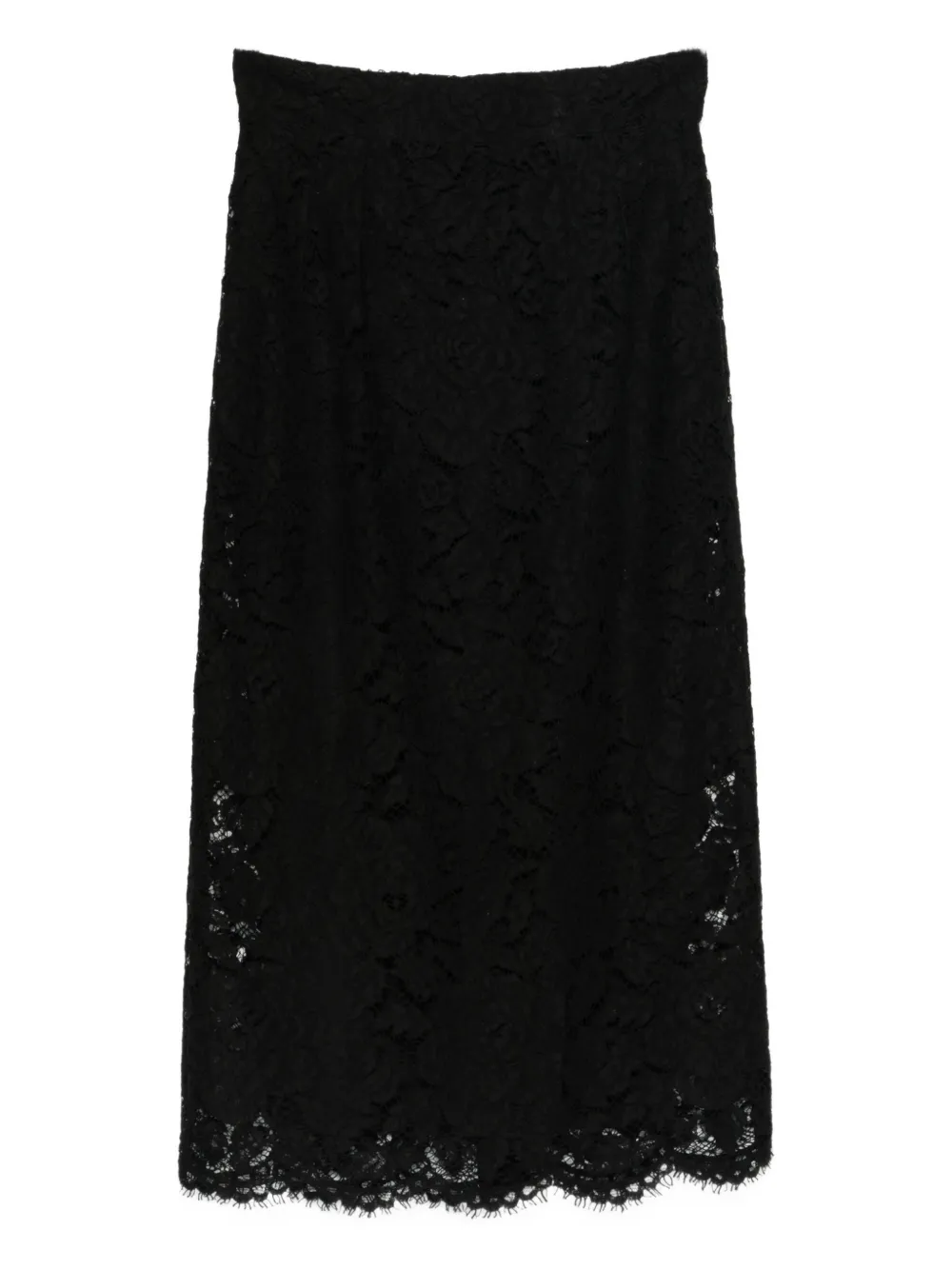 Dolce & Gabbana Lace-trim Midi Skirt In Black