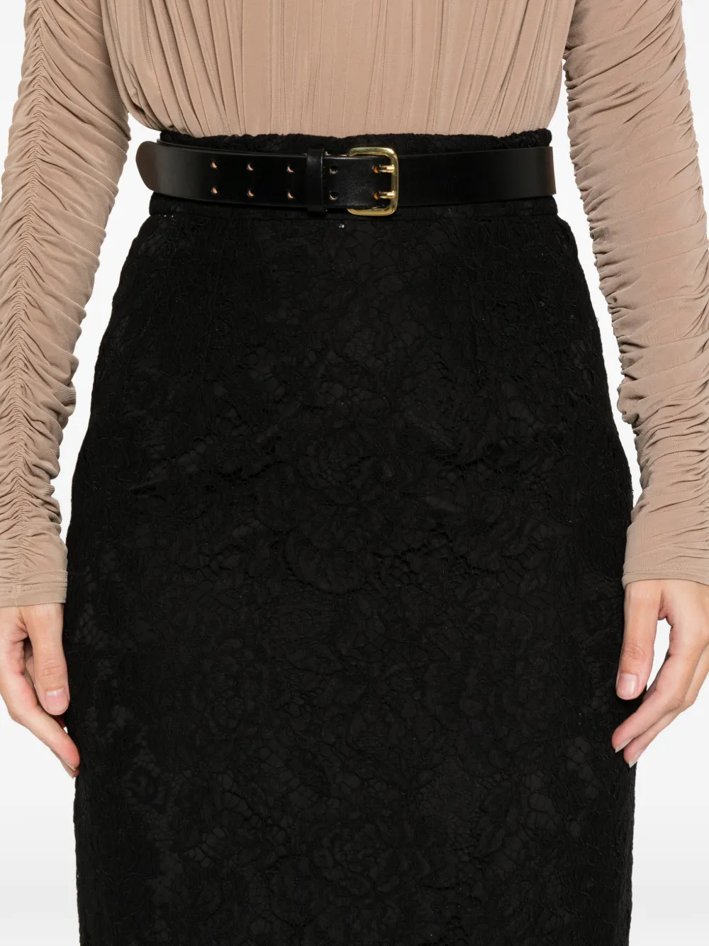 Dolce & Gabbana Lace-trim Midi Skirt In Black