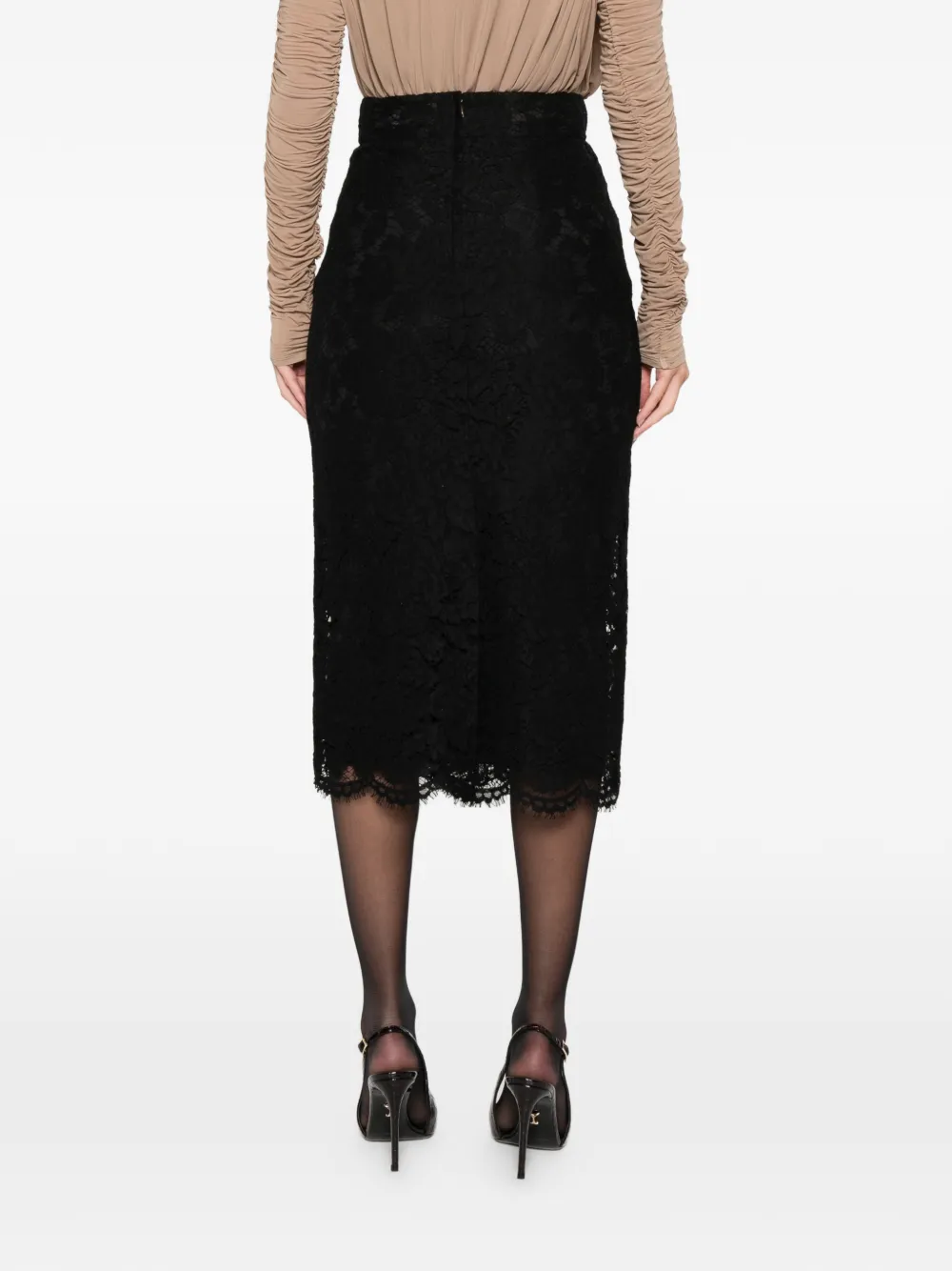 Dolce & Gabbana Lace-trim Midi Skirt In Black