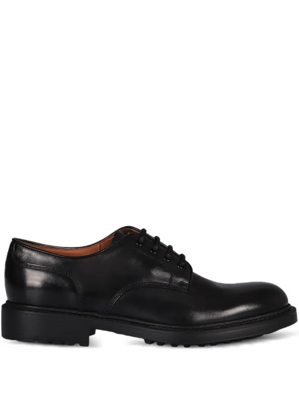 Doucal's Leather Round-toe Lace-up Shoes in Black