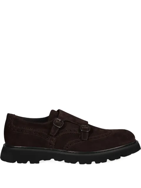Doucal's suede double-buckle monk shoes