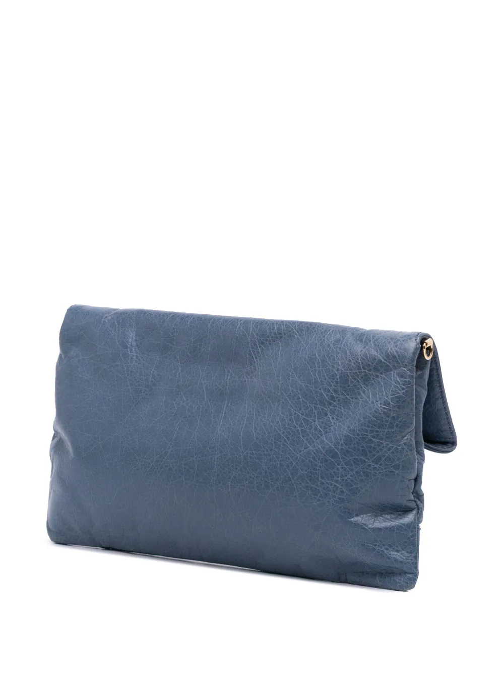 Pre-owned Balenciaga 2014 Lambskin Motocross Giant 12 Envelope Clutch With Strap Crossbody Bag In Blue