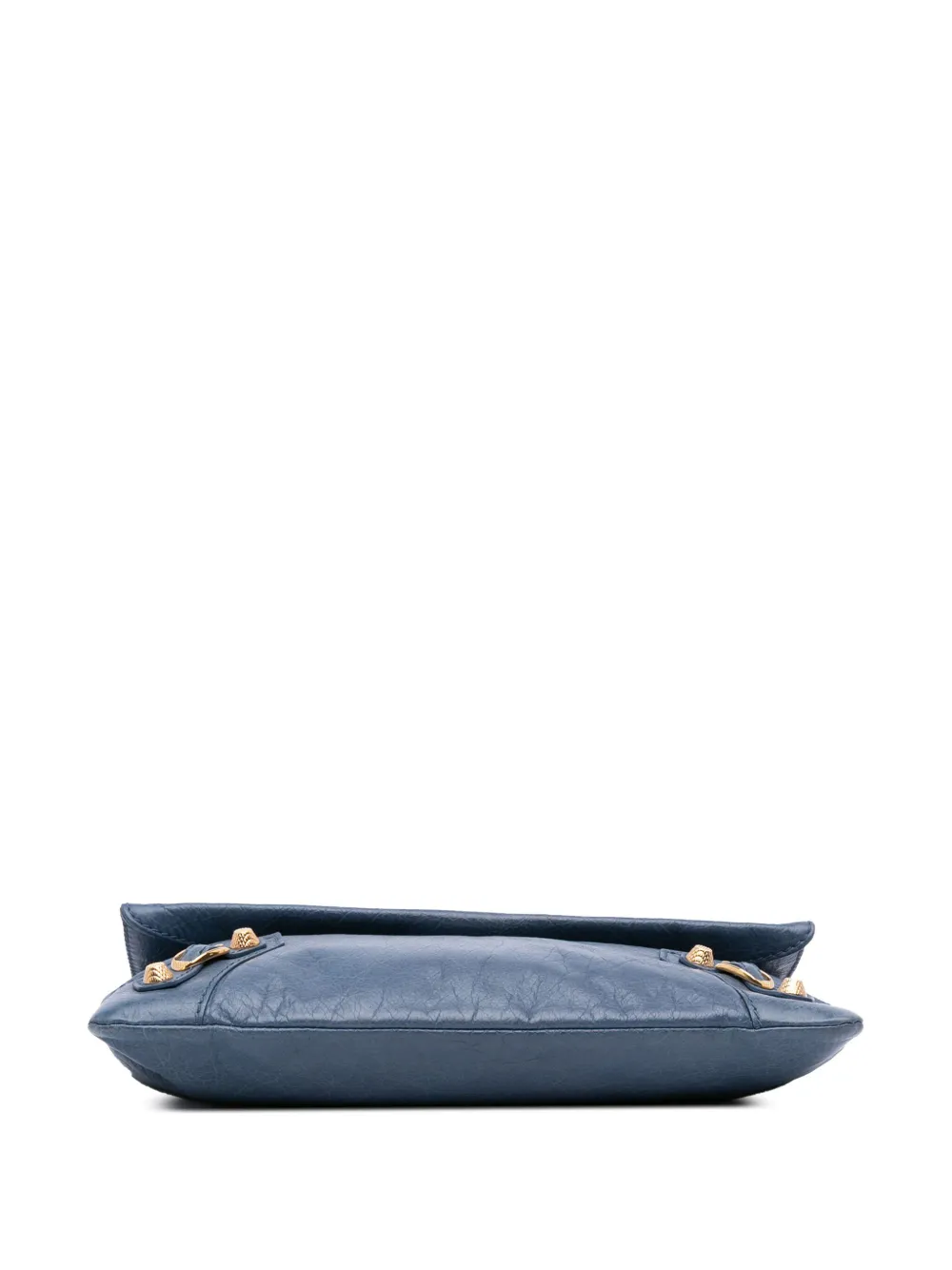 Pre-owned Balenciaga 2014 Lambskin Motocross Giant 12 Envelope Clutch With Strap Crossbody Bag In Blue